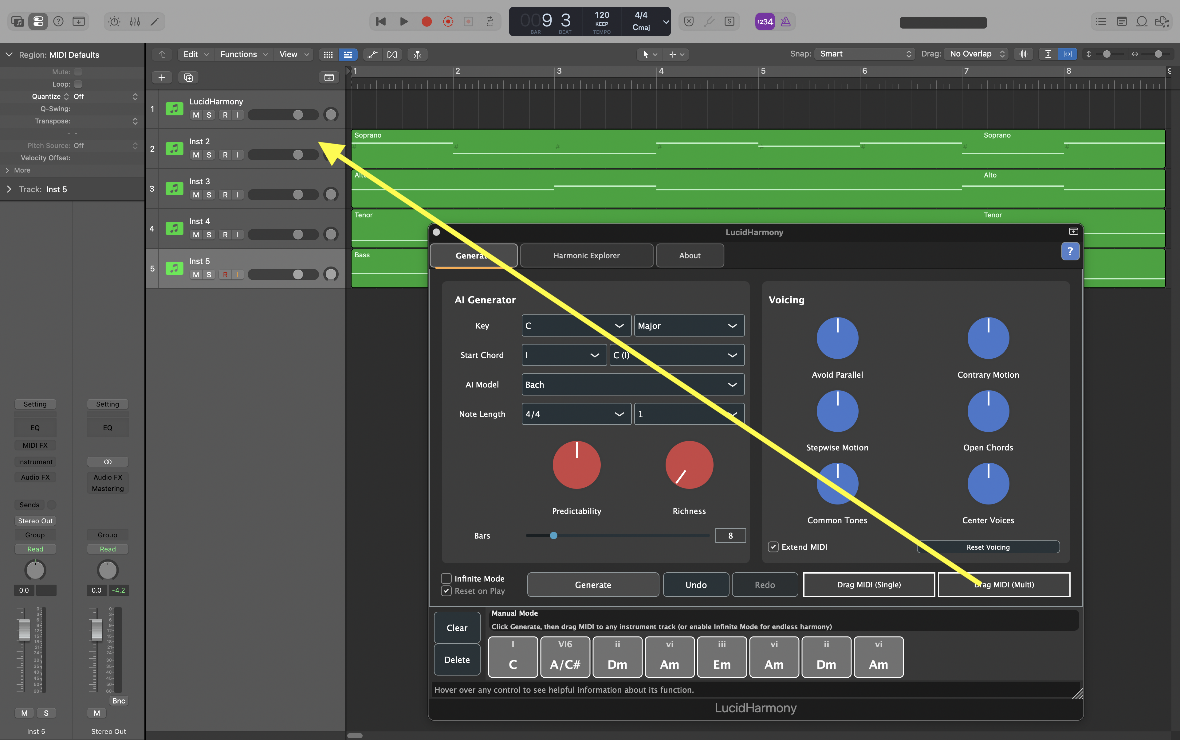 Drag multi MIDI