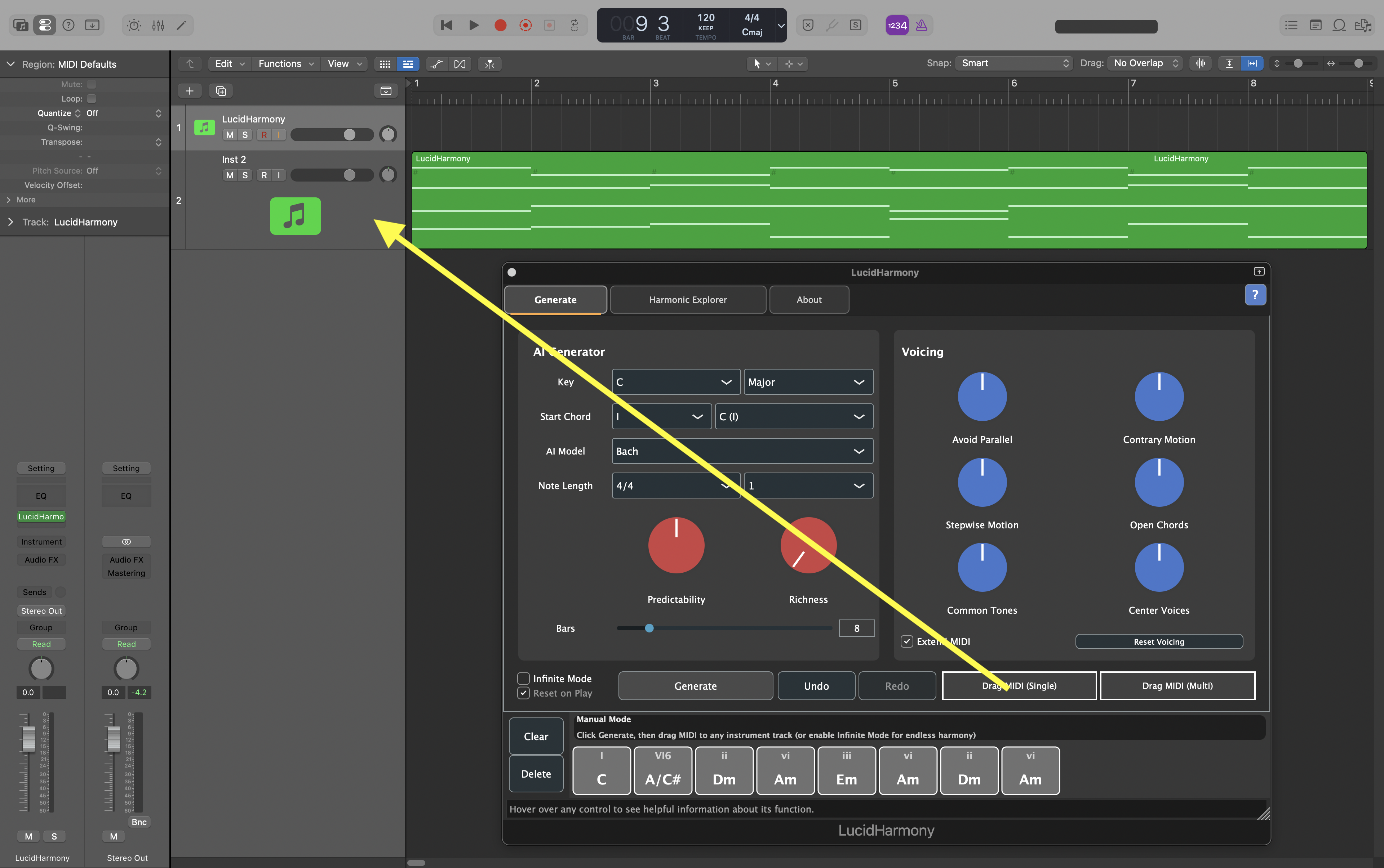 Drag single MIDI